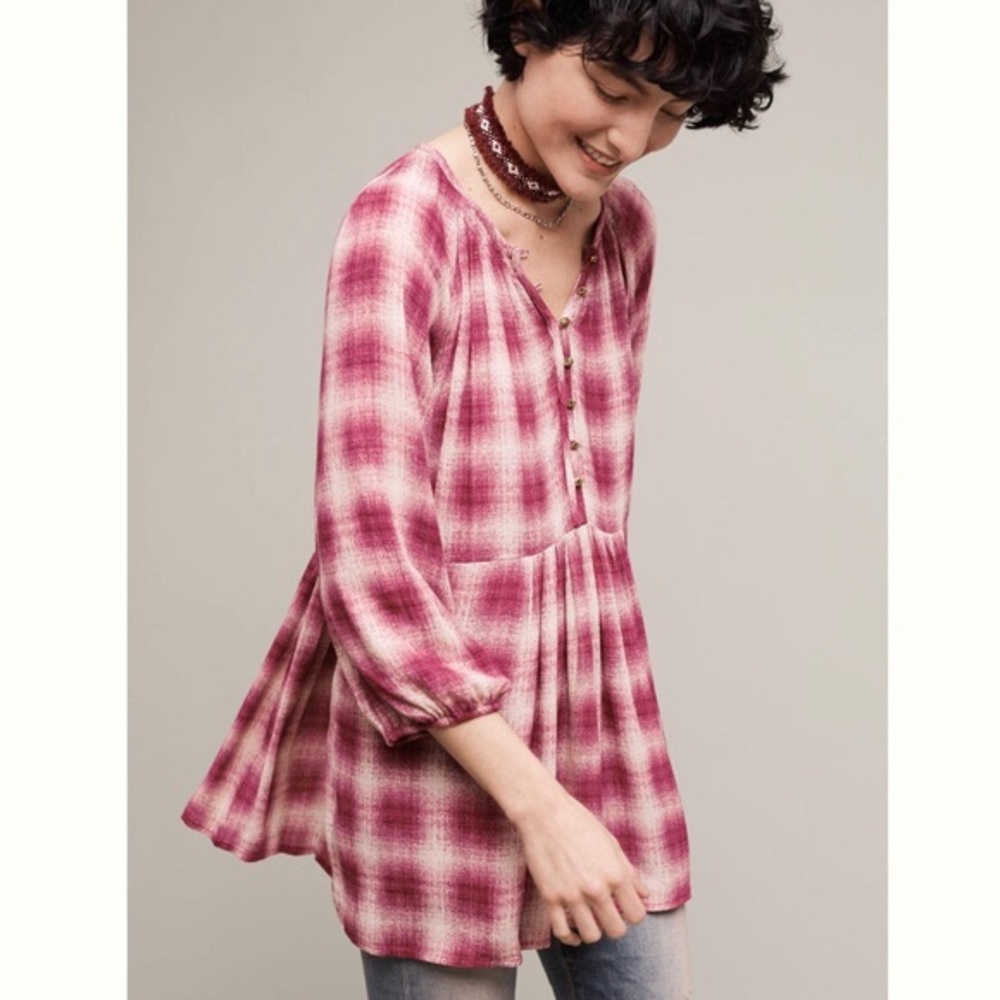 MAEVE BY ANTHRO CAVALON PLAID TUNIC